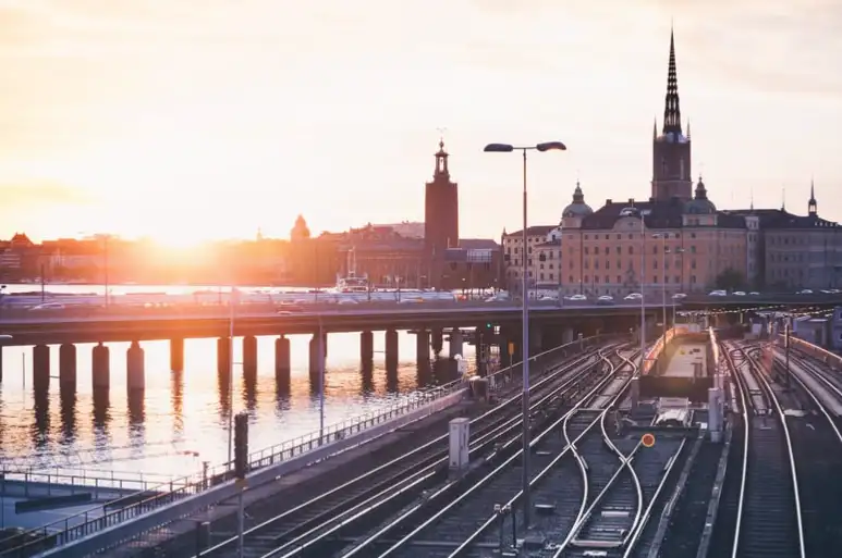 Tunnelbanan från Gamla Stan mot Slussen i Stockholm